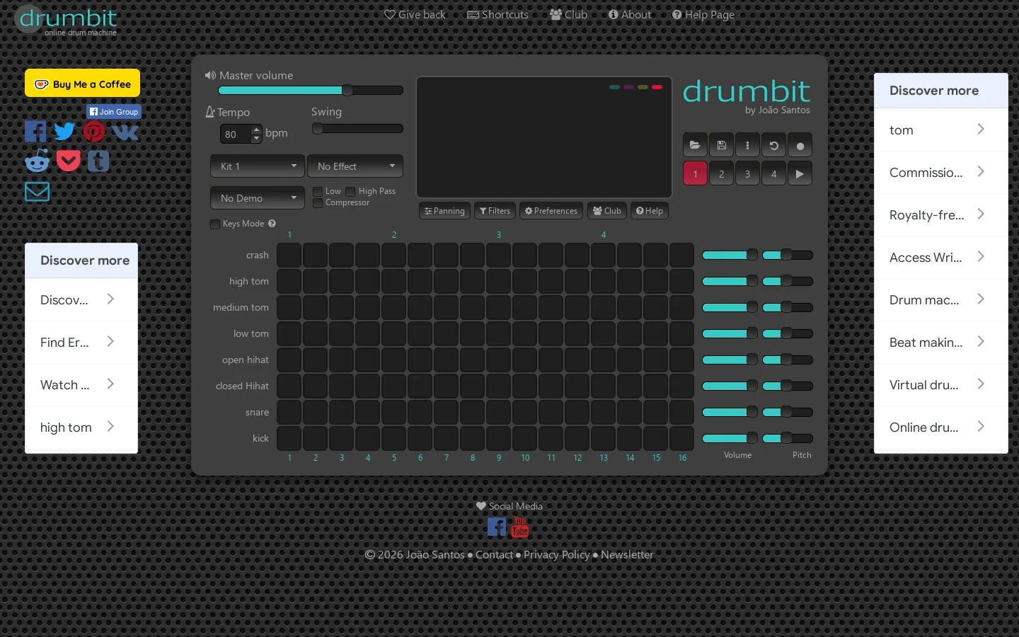 drumbit Homepage screenshot