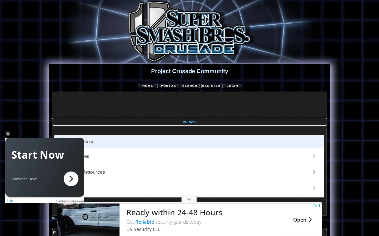 Project Crusade Community Homepage screenshot