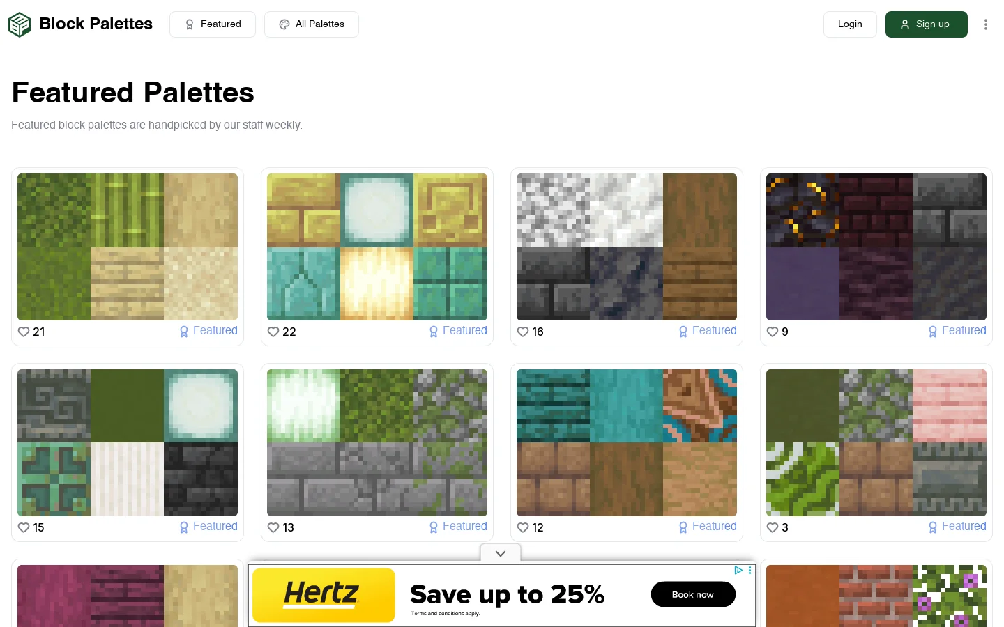 Block Palettes Homepage screenshot
