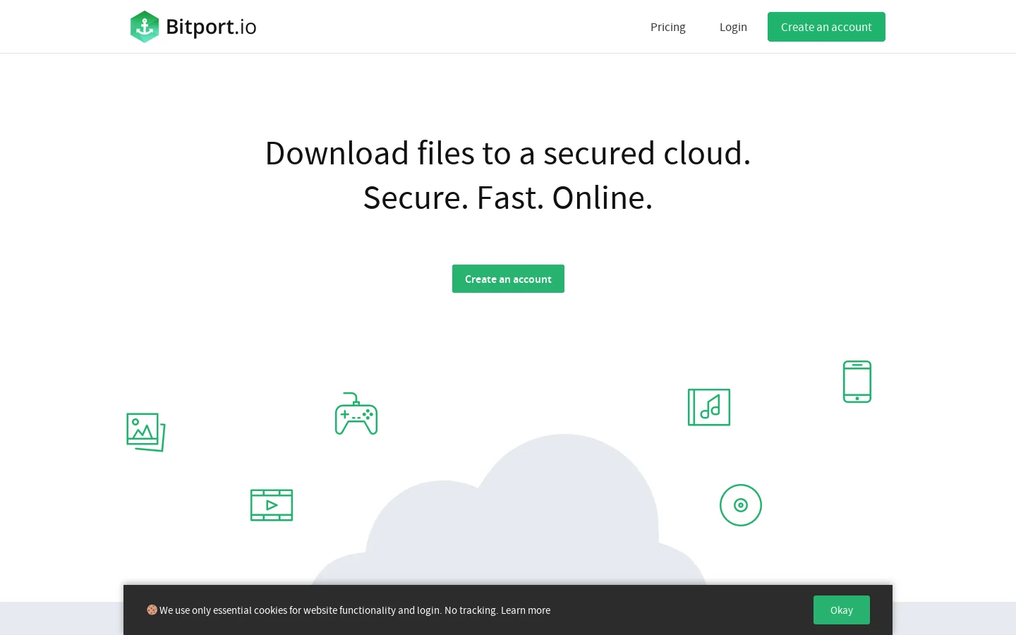 Bitport.io Homepage screenshot