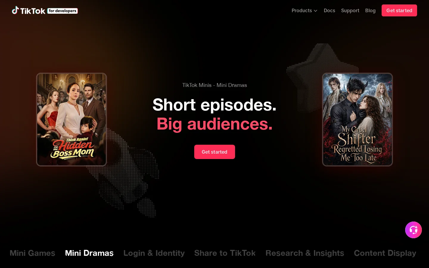 TikTok for Developers Homepage screenshot