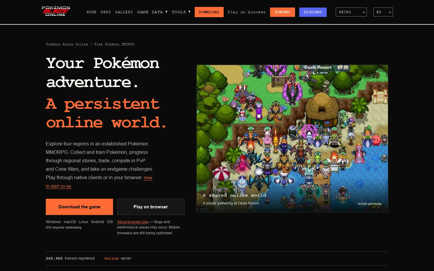 Pokémon Blaze Online - Free Pokémon MMORPG Homepage screenshot