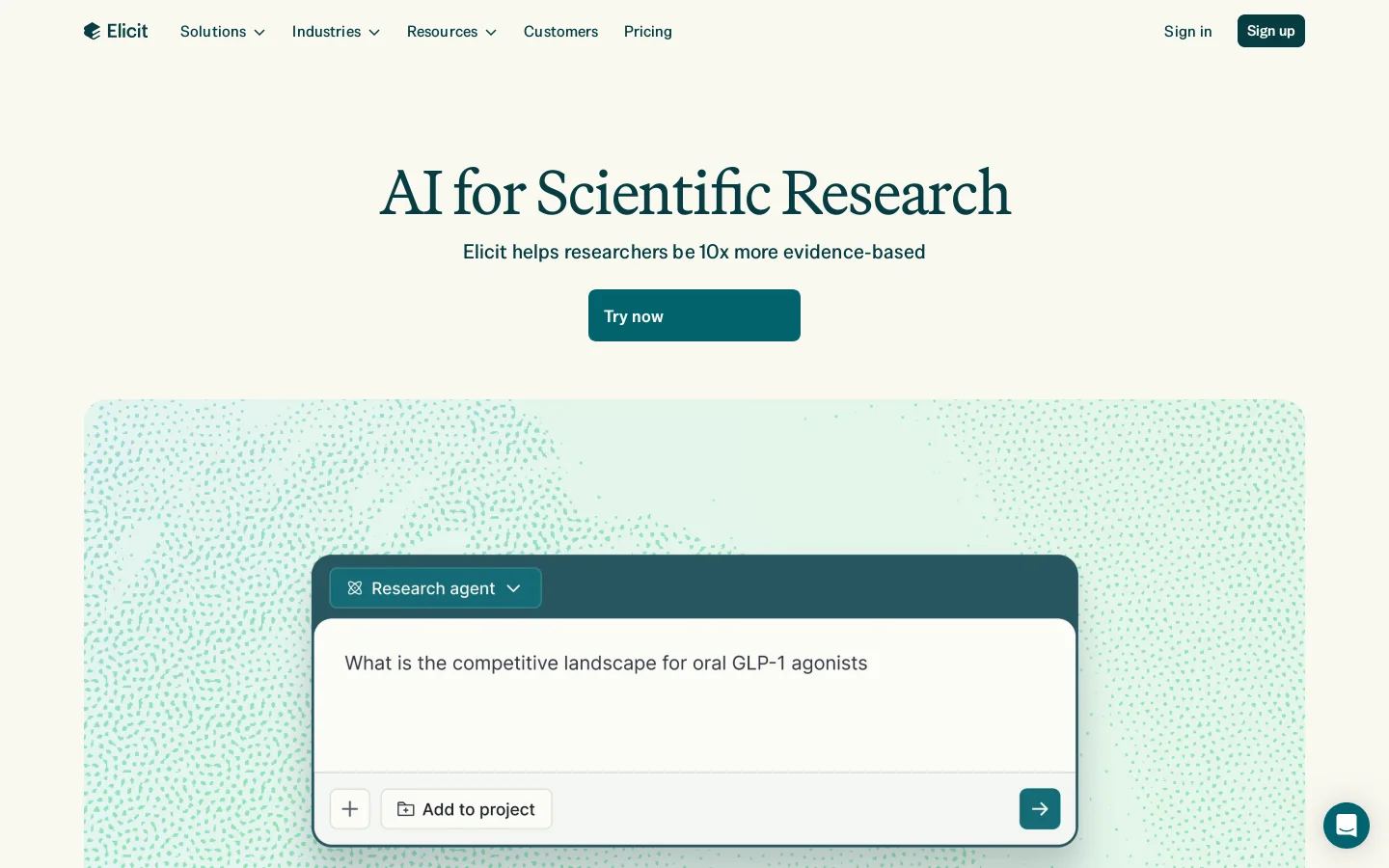 Elicit Homepage screenshot