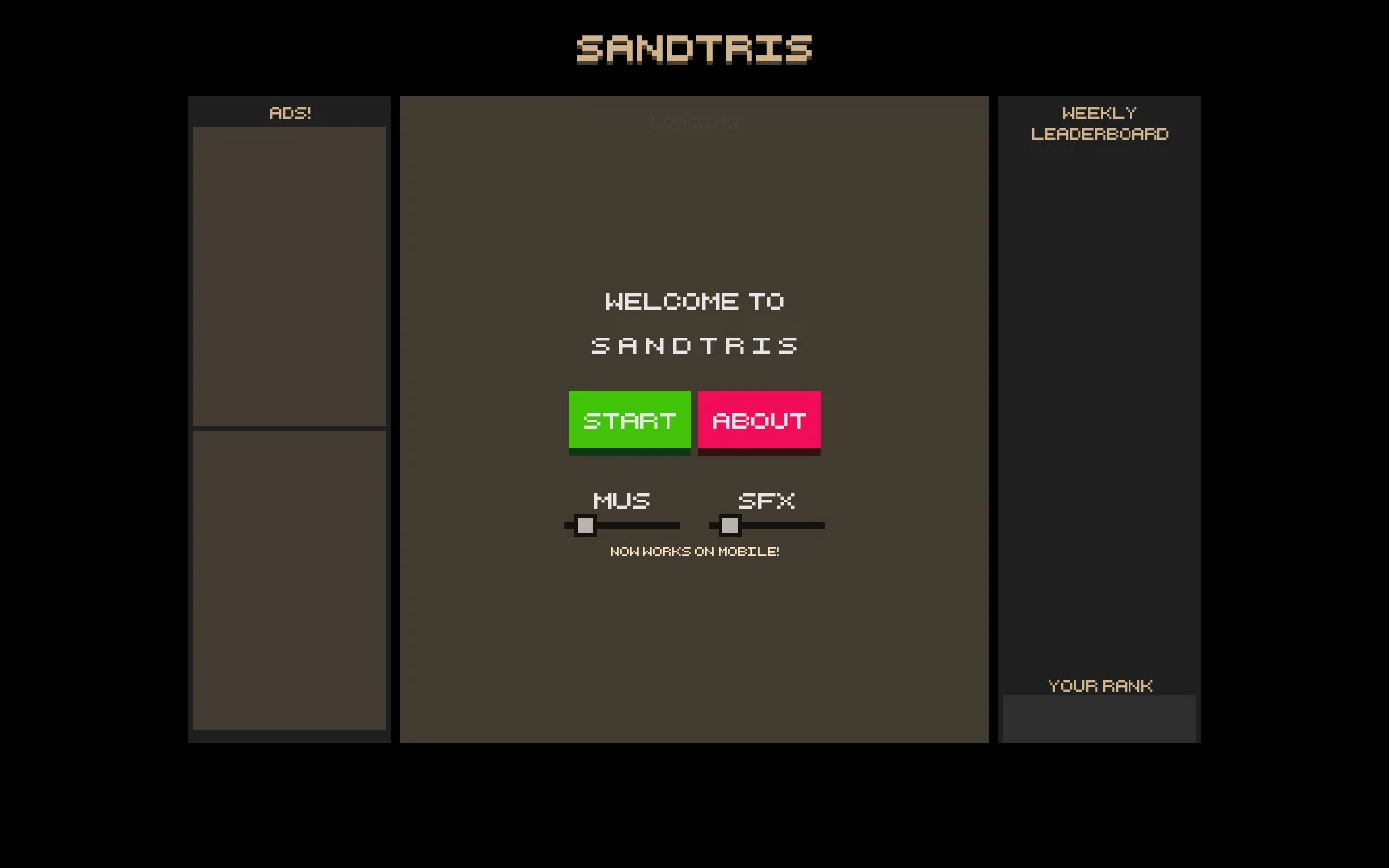 SANDTRIS Homepage screenshot