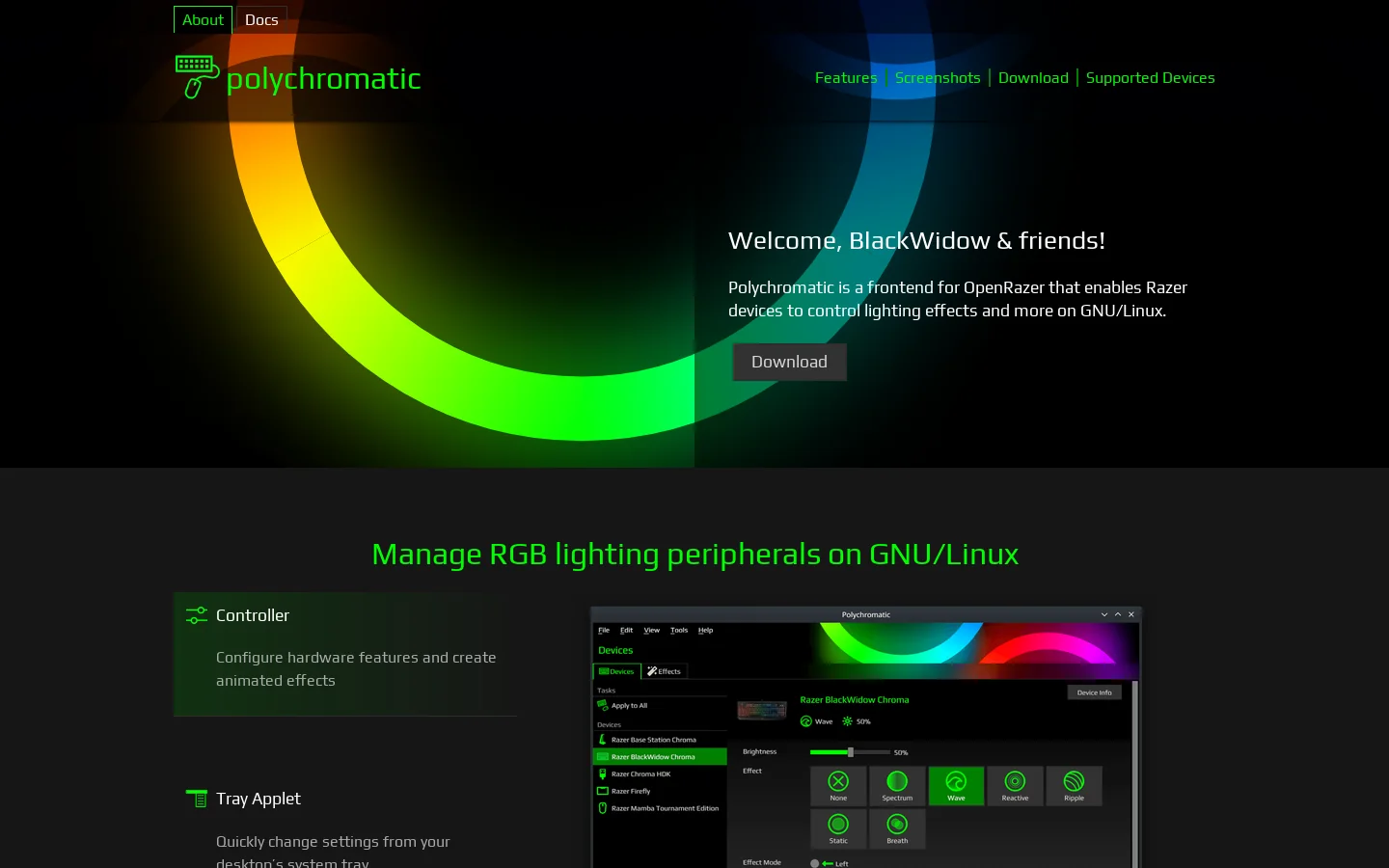 Polychromatic Homepage screenshot