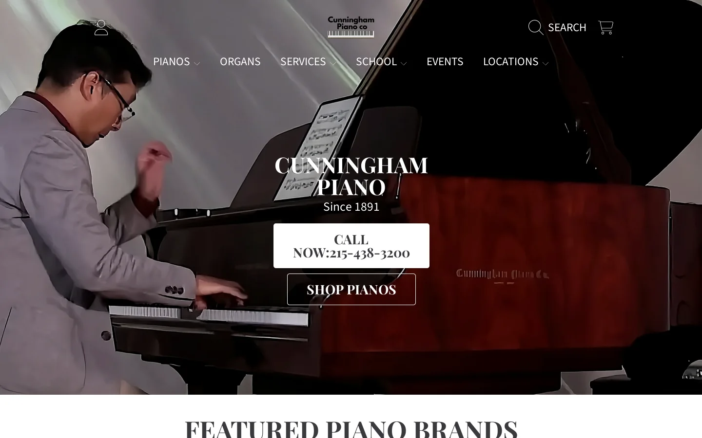 Cunningham Piano Since 1891 Homepage screenshot