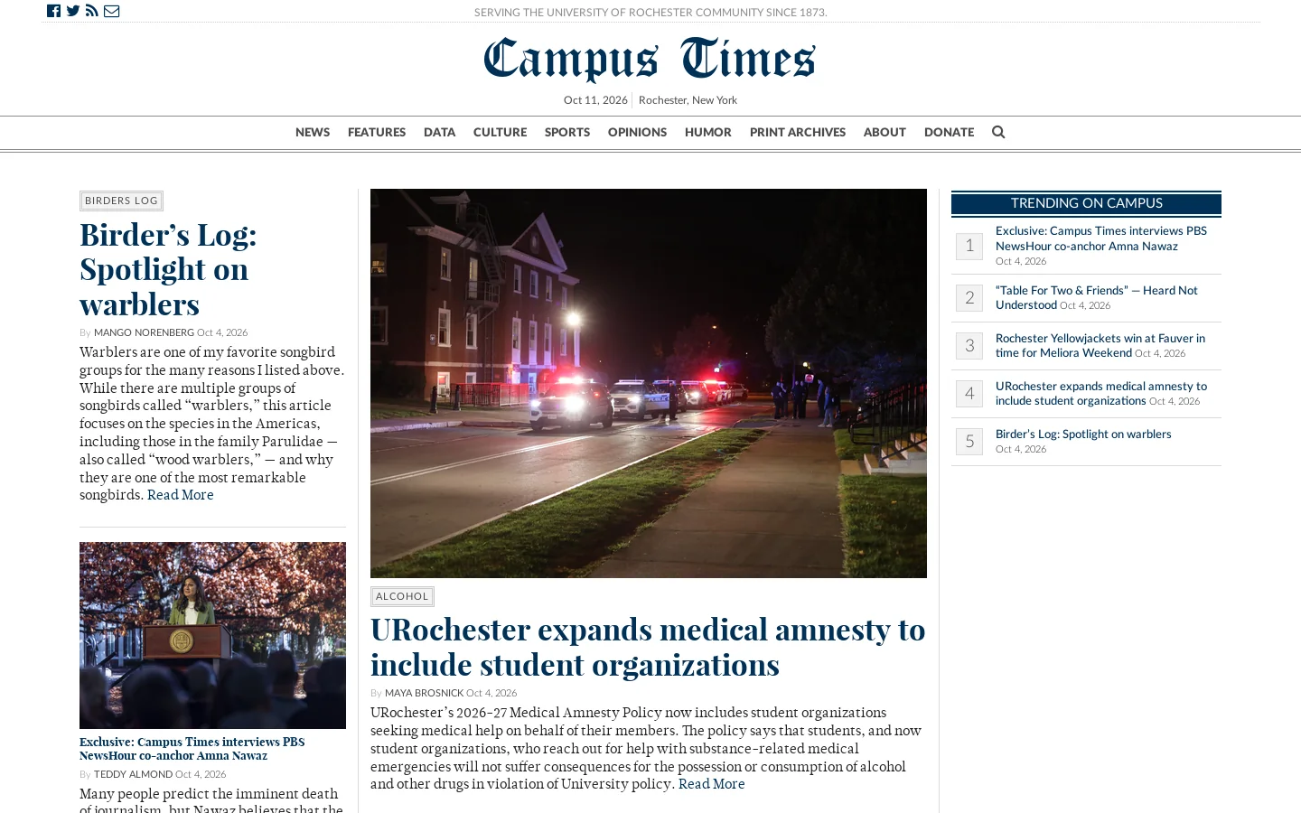 Campus Times Homepage screenshot