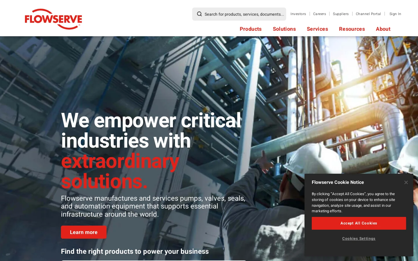 Flowserve Homepage screenshot