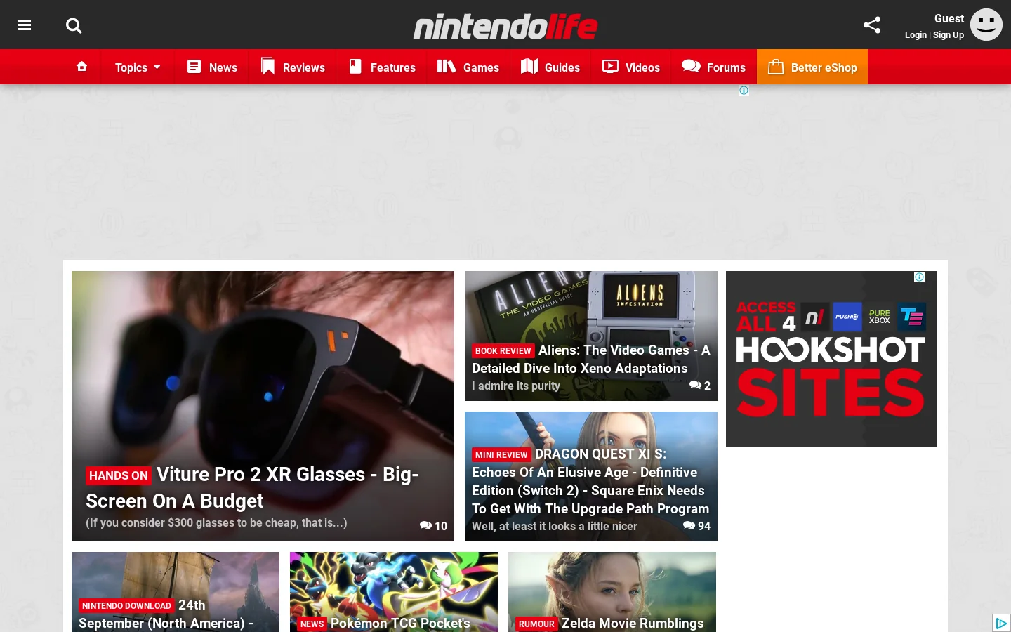 Nintendo Life Homepage screenshot