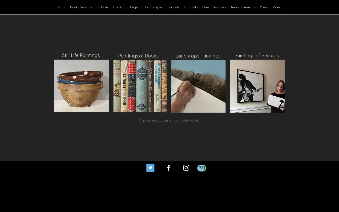 Holly Farrell is a Canadian Artist Homepage screenshot