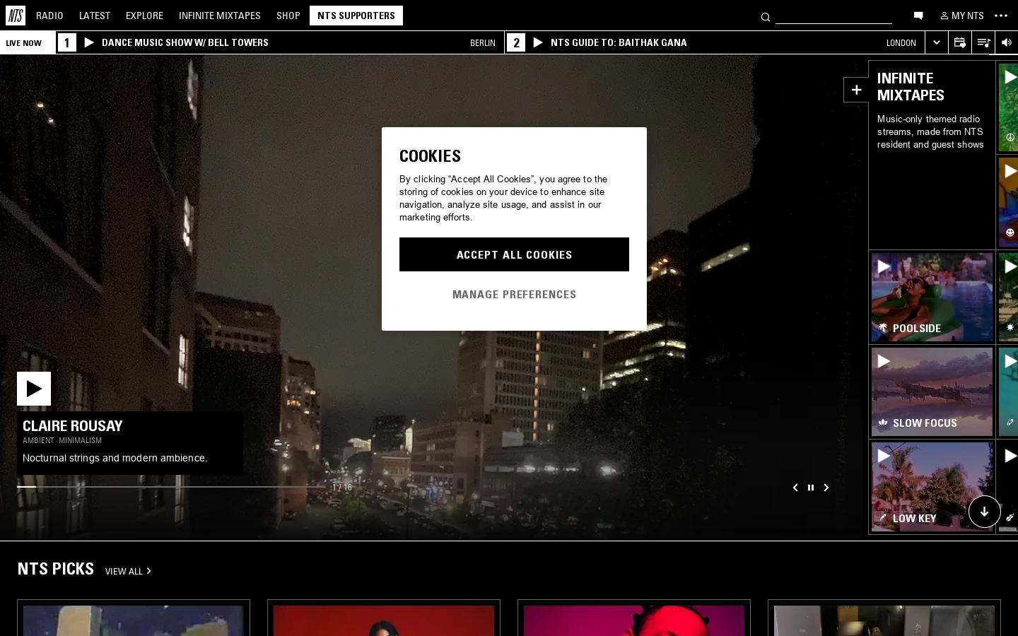 NTS Homepage screenshot