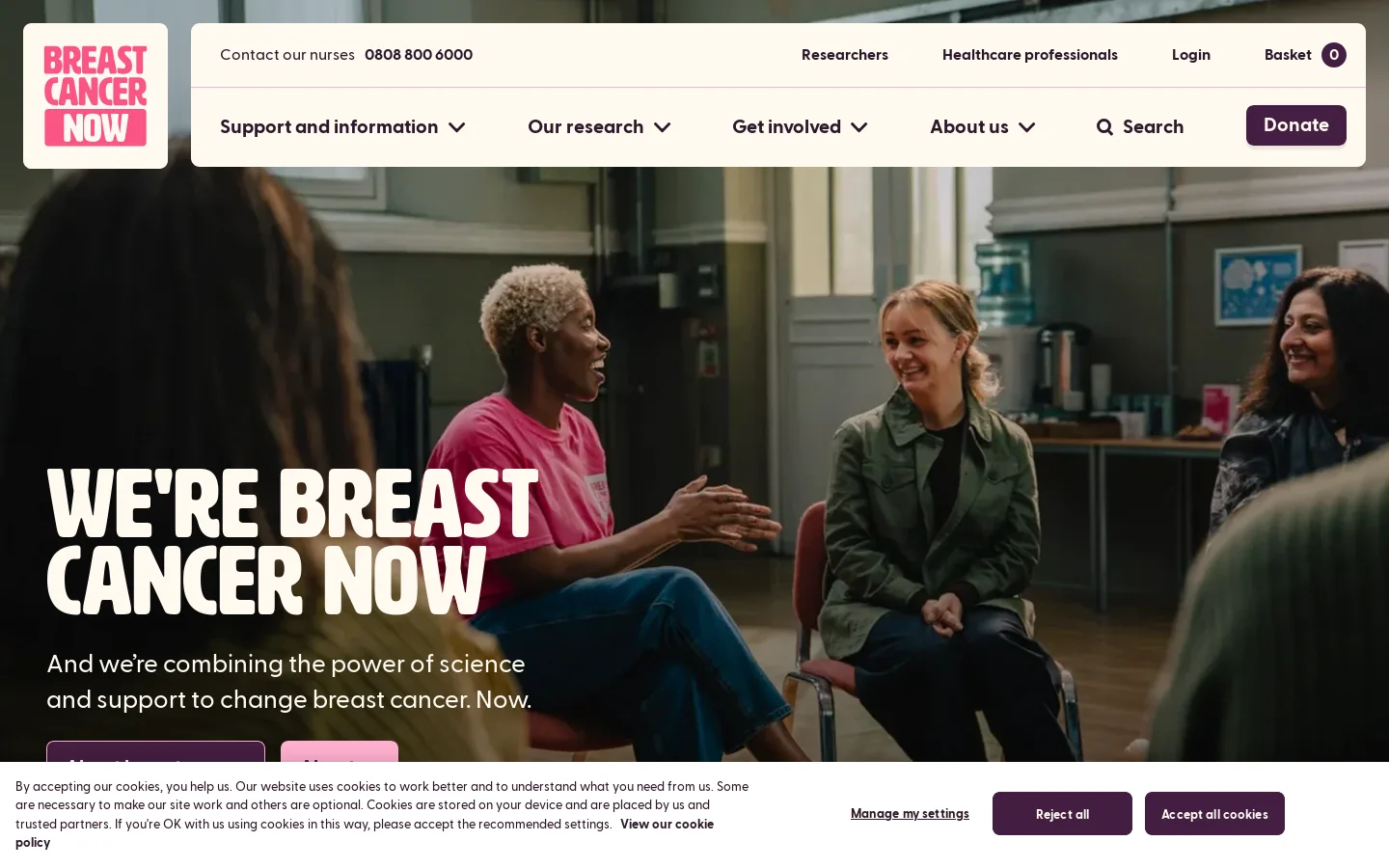 Breast Cancer Now Homepage screenshot