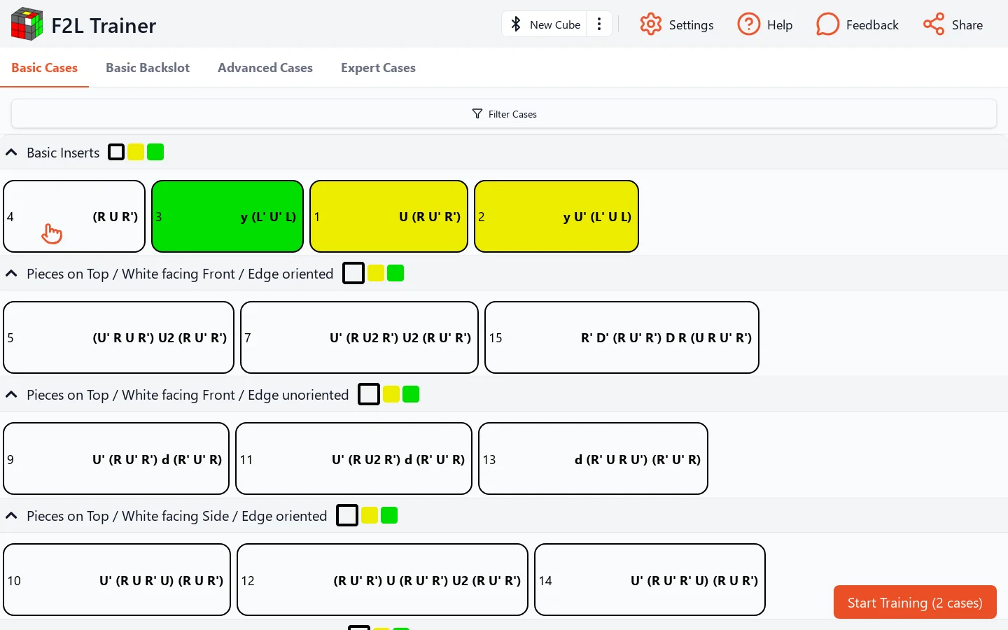 F2L Trainer Homepage screenshot