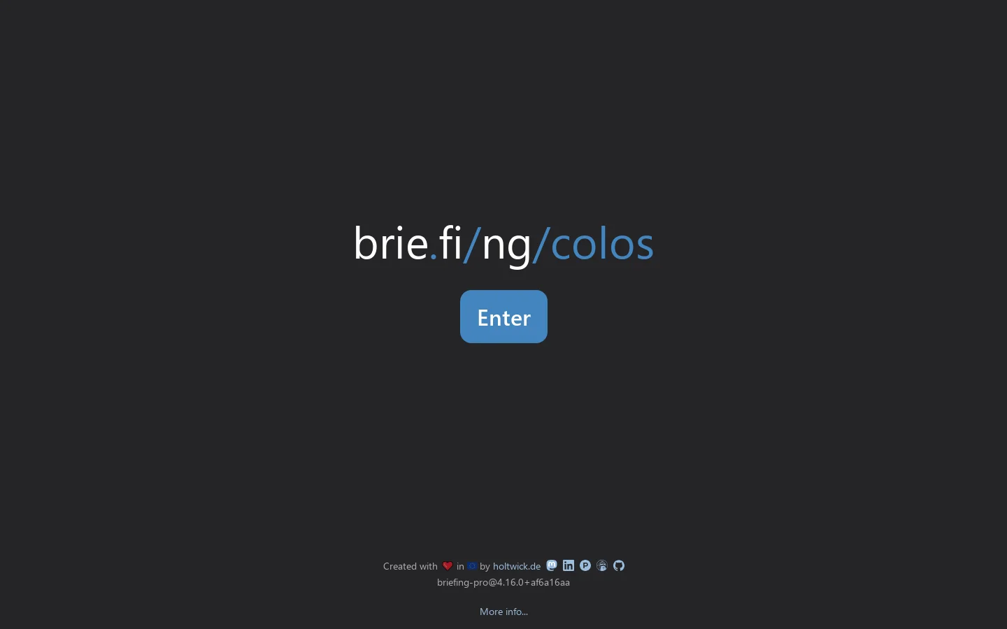 Briefing Homepage screenshot