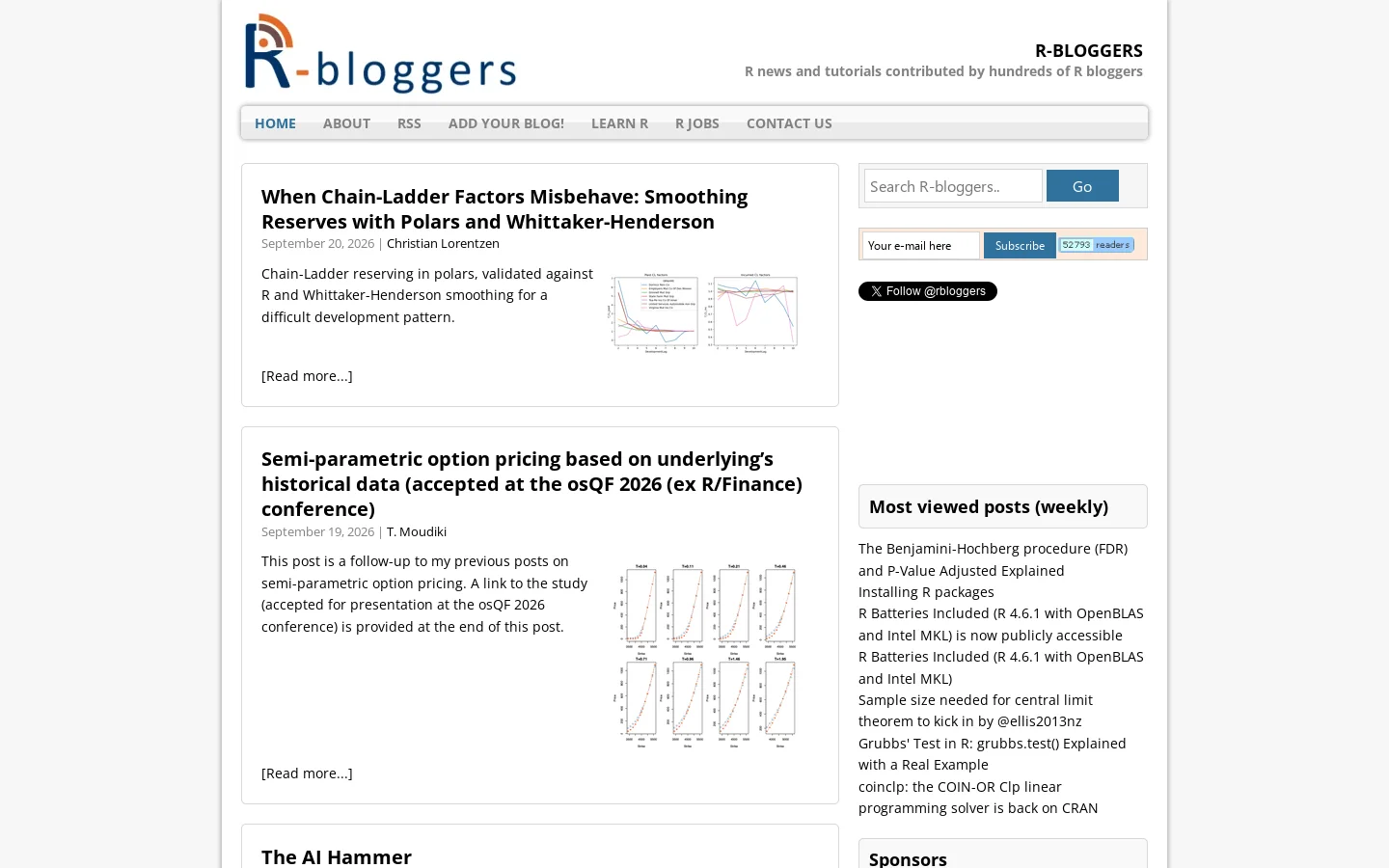 R-bloggers Homepage screenshot