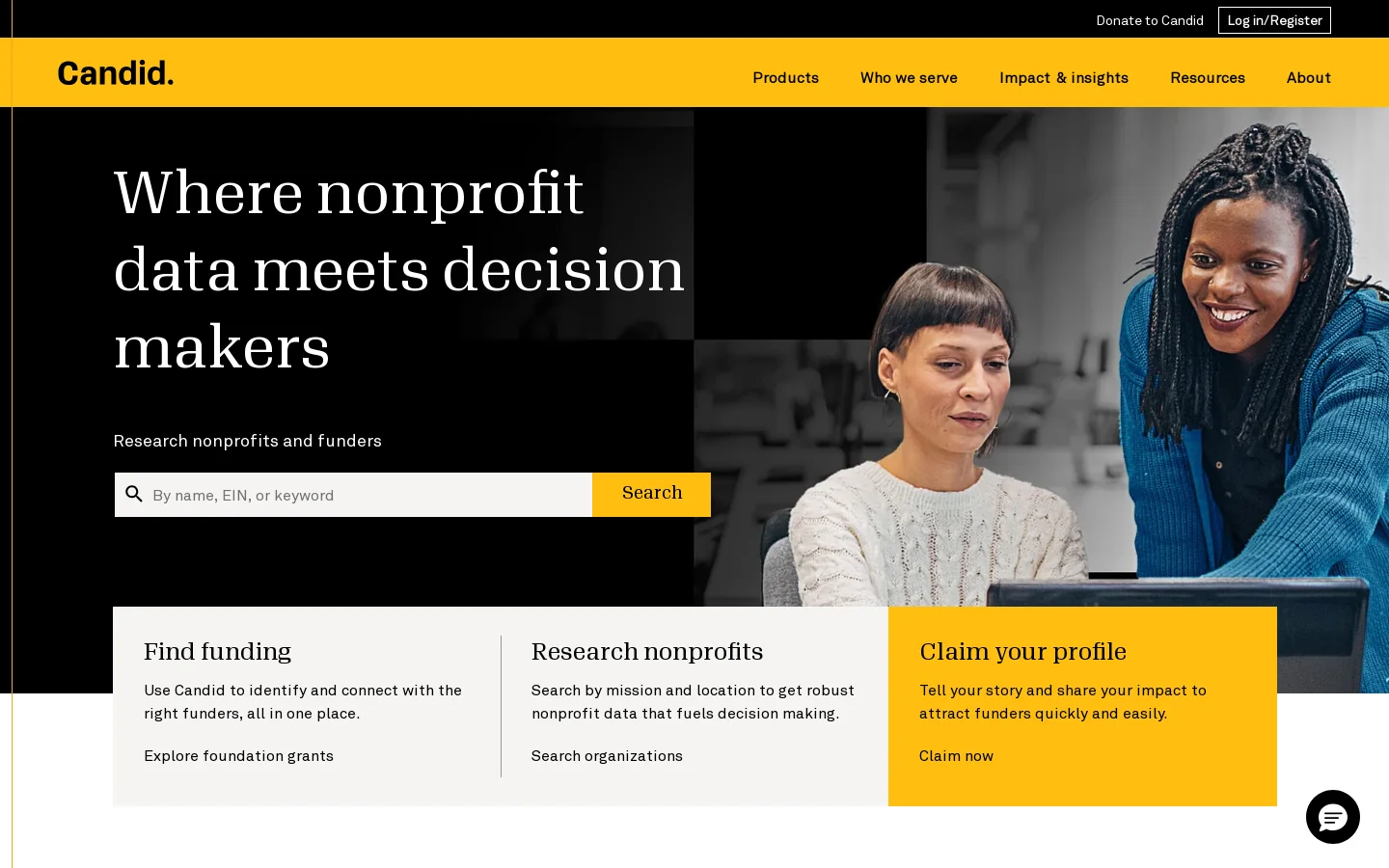 Candid Homepage screenshot