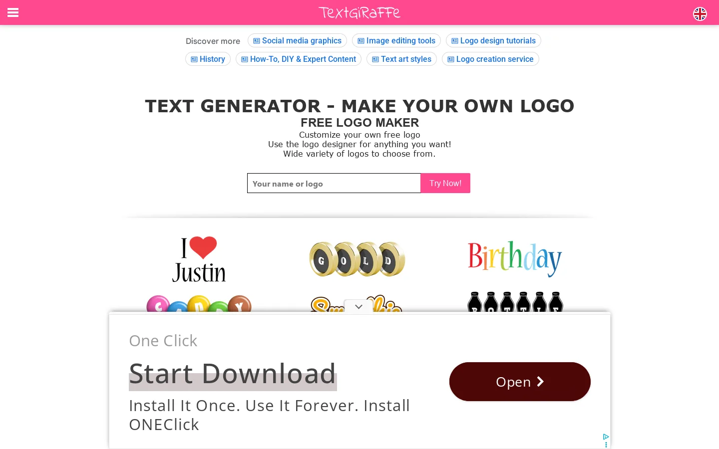 TextGiraffe.com Homepage screenshot