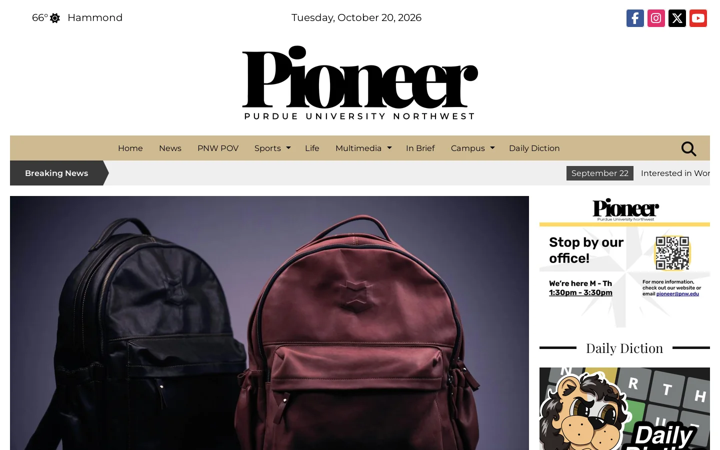 PNW Pioneer Homepage screenshot