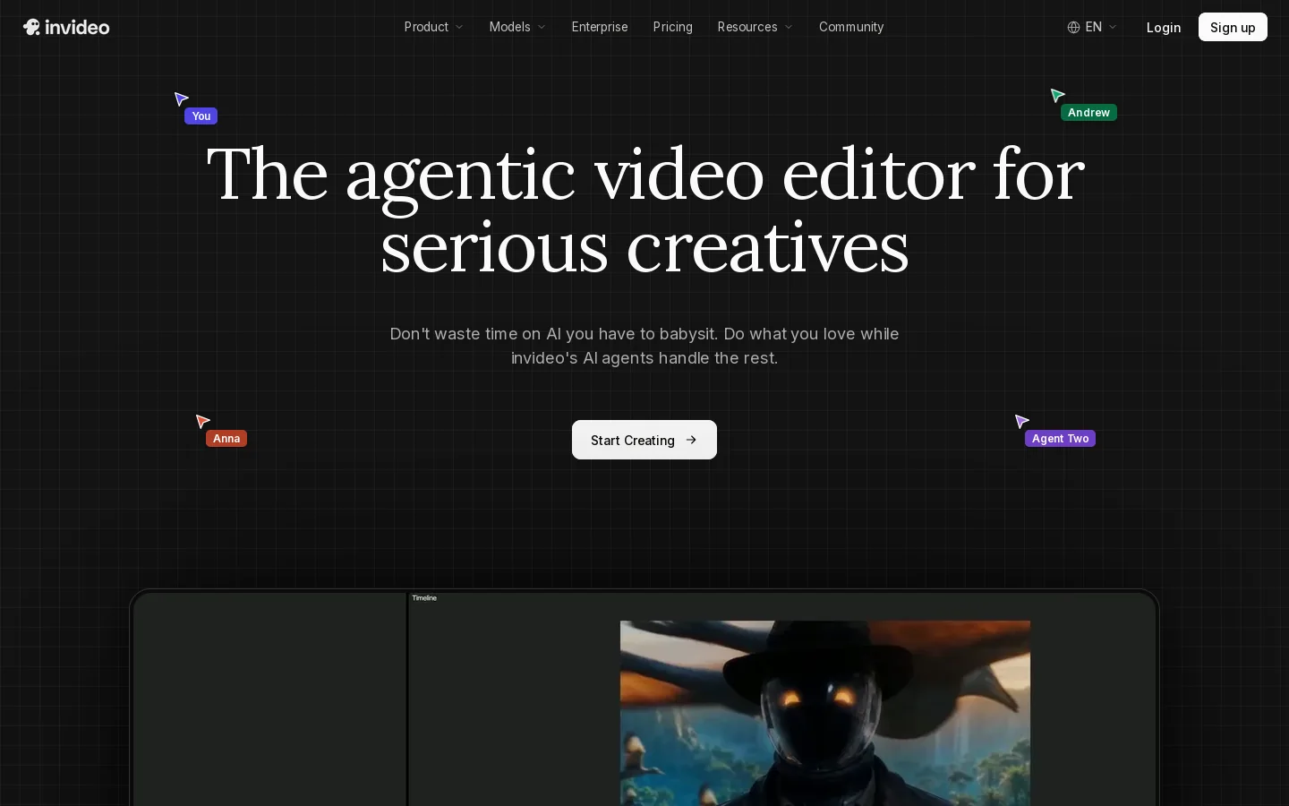 invideo Editor Homepage screenshot
