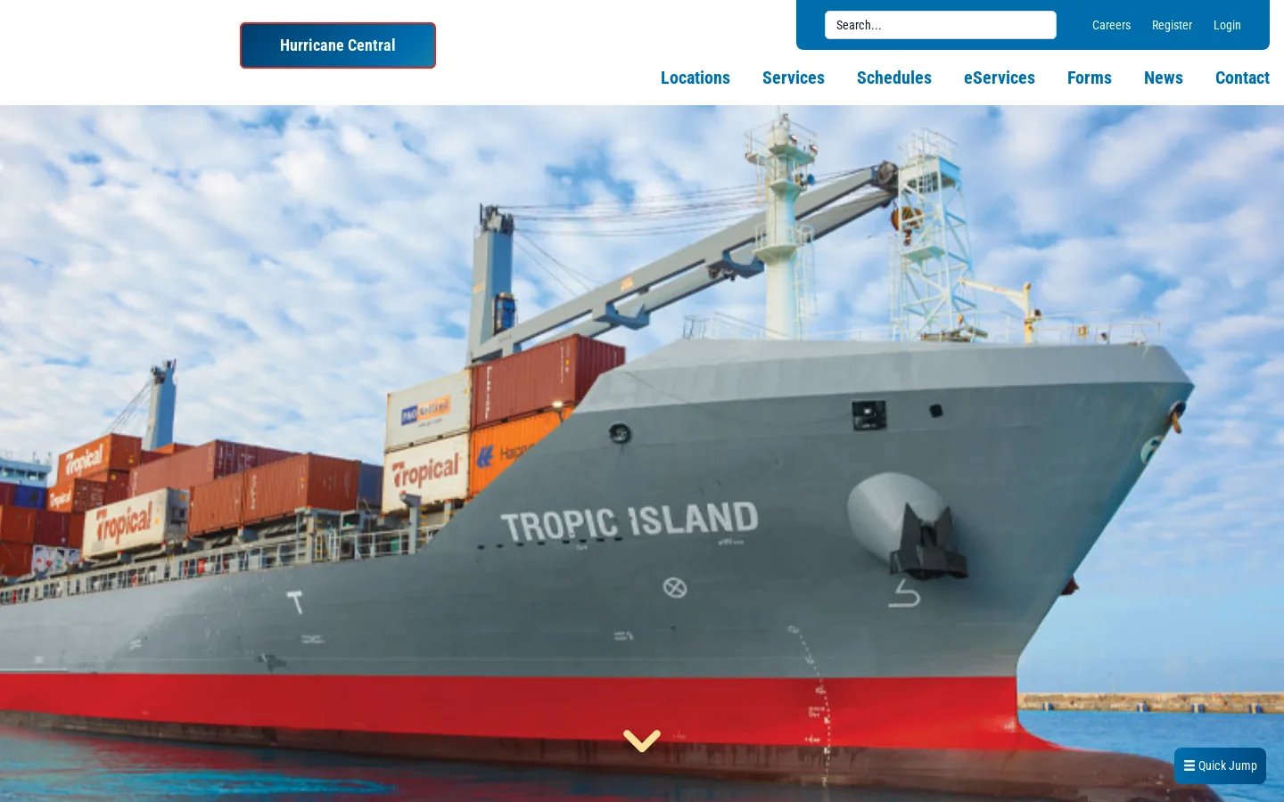 Tropical Shipping Homepage screenshot