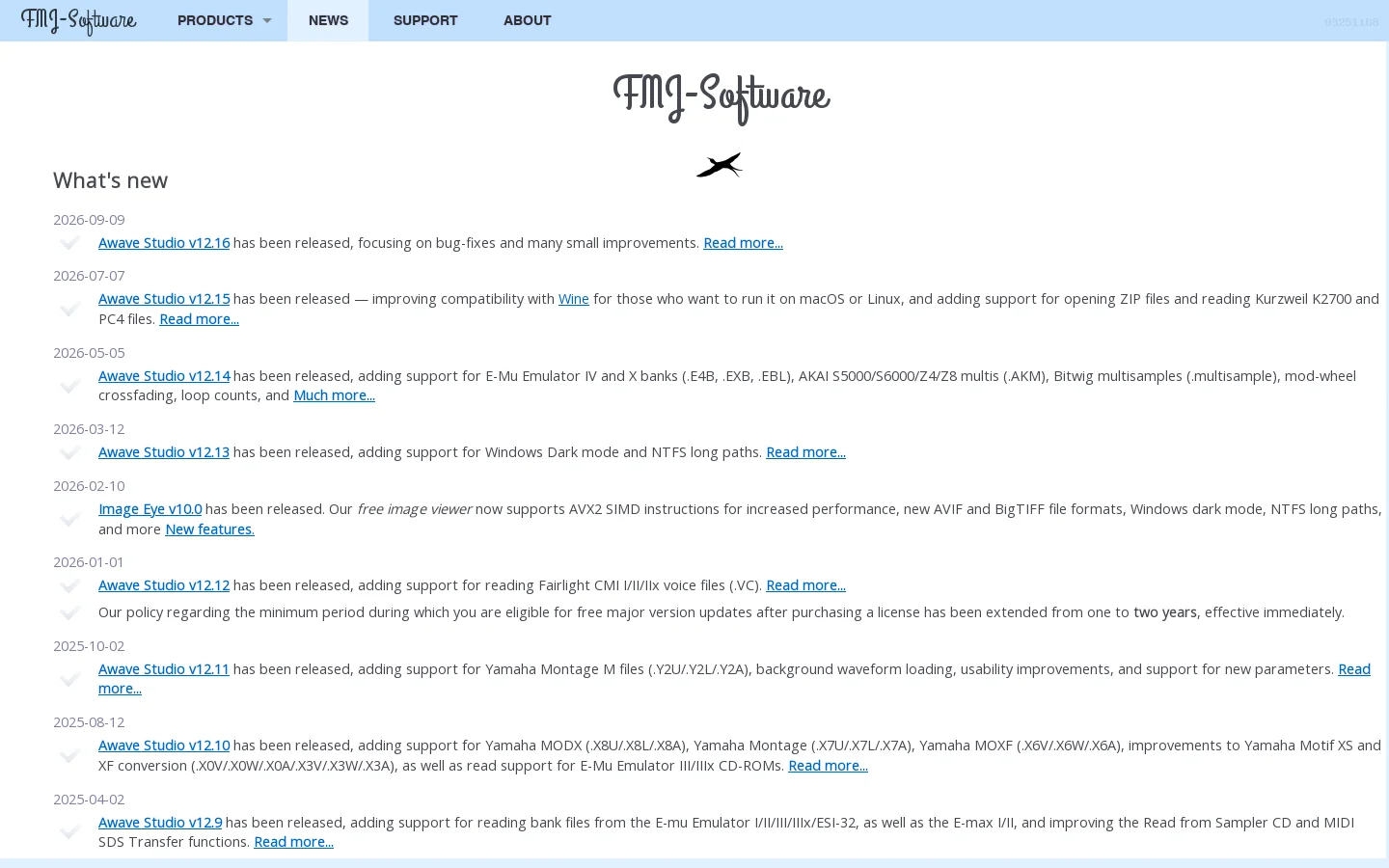 FMJ-Software Homepage screenshot