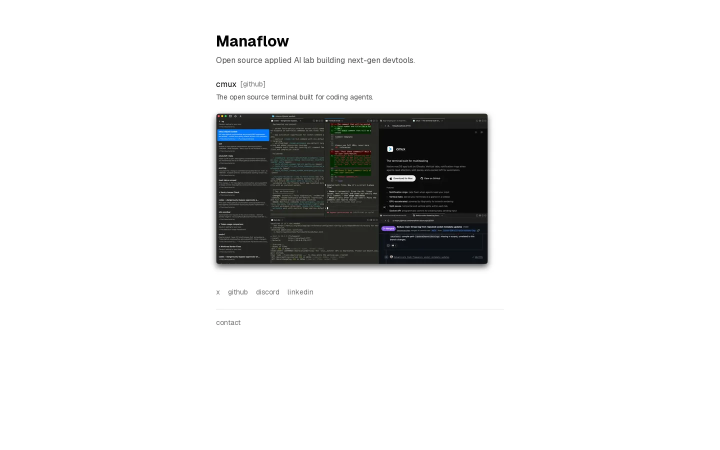 Manaflow Homepage screenshot