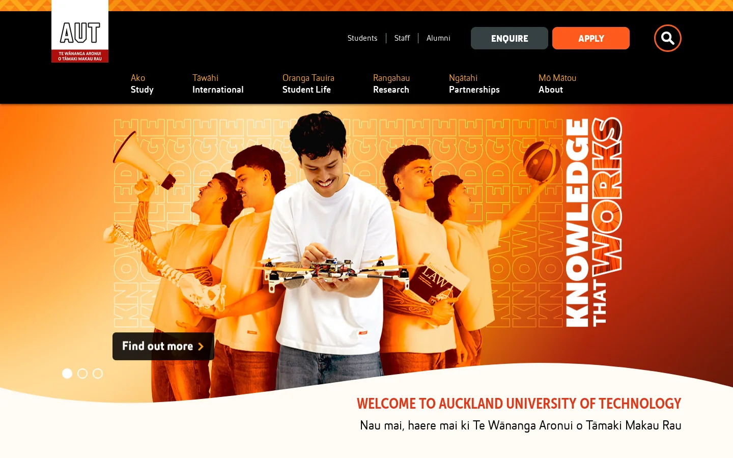 AUT Homepage screenshot