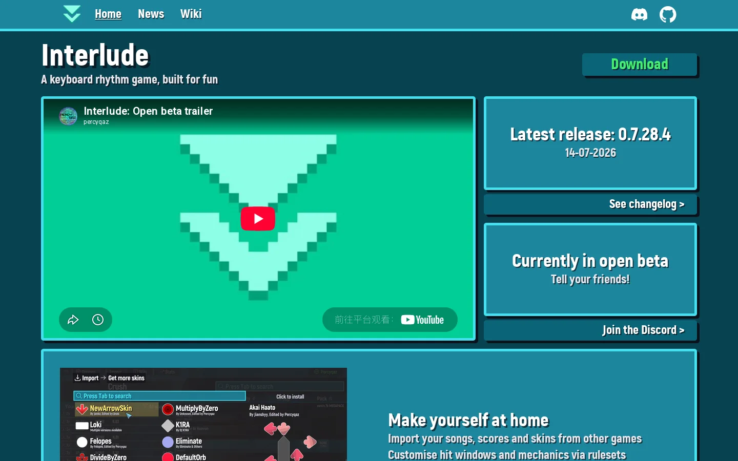 YAVSRG Homepage screenshot