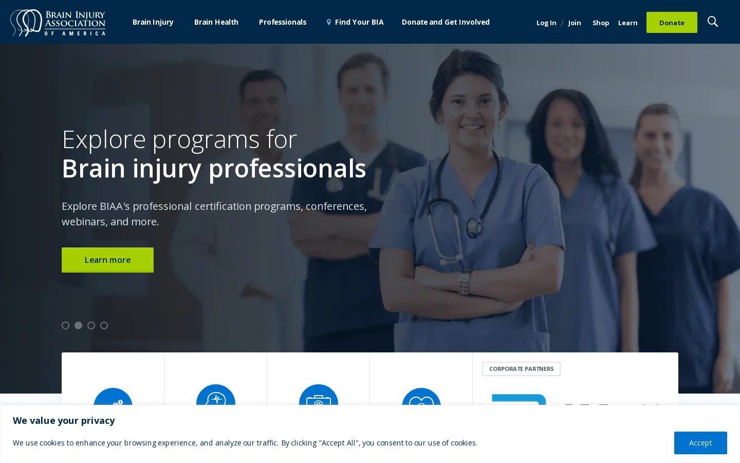 Brain Injury Association of America | BIAA Homepage screenshot