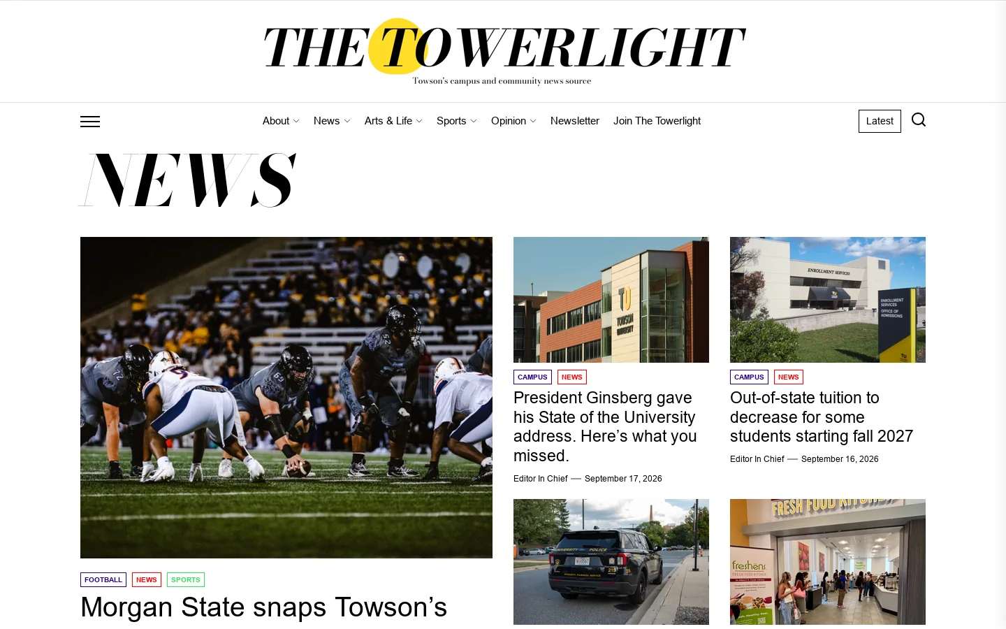 thetowerlight.com Homepage screenshot