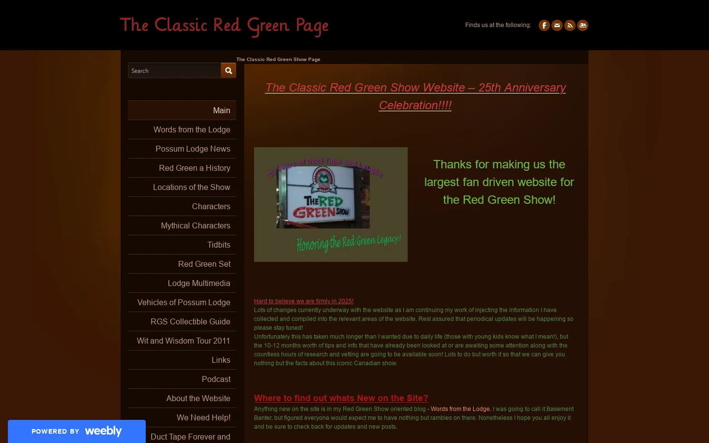 Classic Red Green Show Page Homepage screenshot