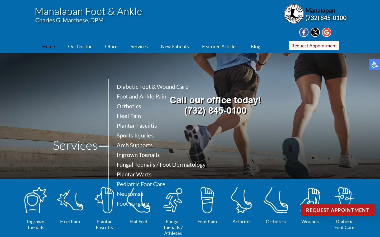Manalapan Foot and Ankle - Dr. Charles Marchese | Podiatrist, Foot Doctor Manalapan NJ 07726 Homepage screenshot