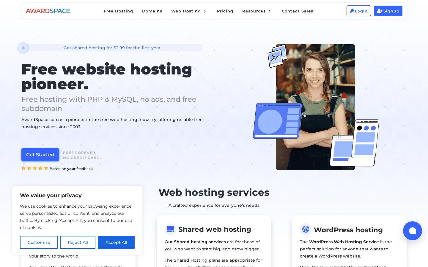 AwardSpace.com Homepage screenshot
