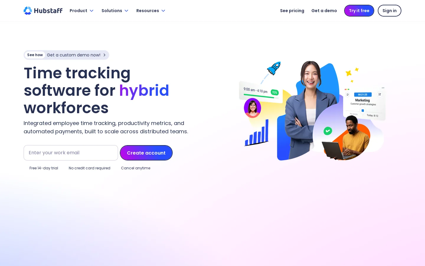 Hubstaff Homepage screenshot