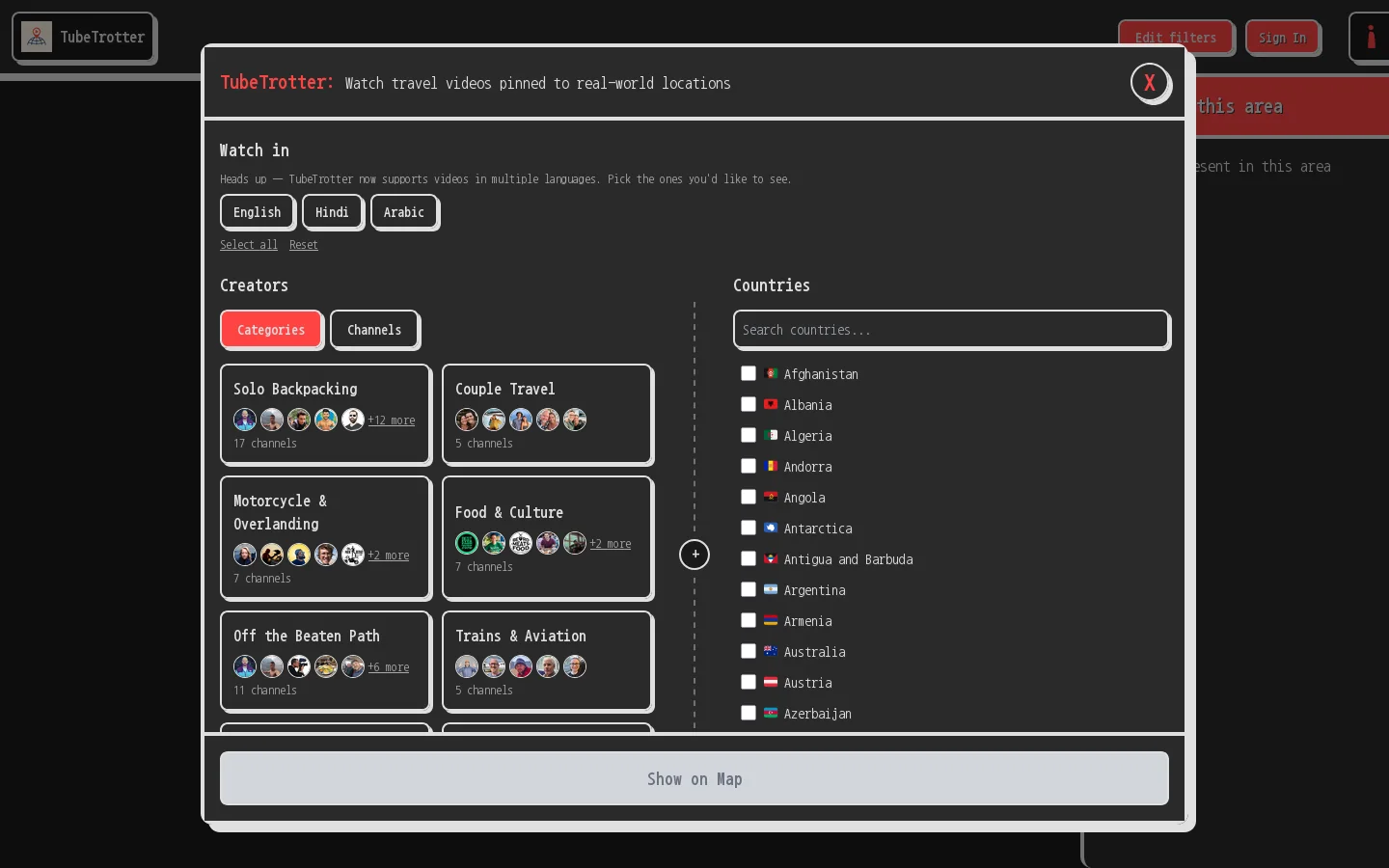 TubeTrotter Homepage screenshot