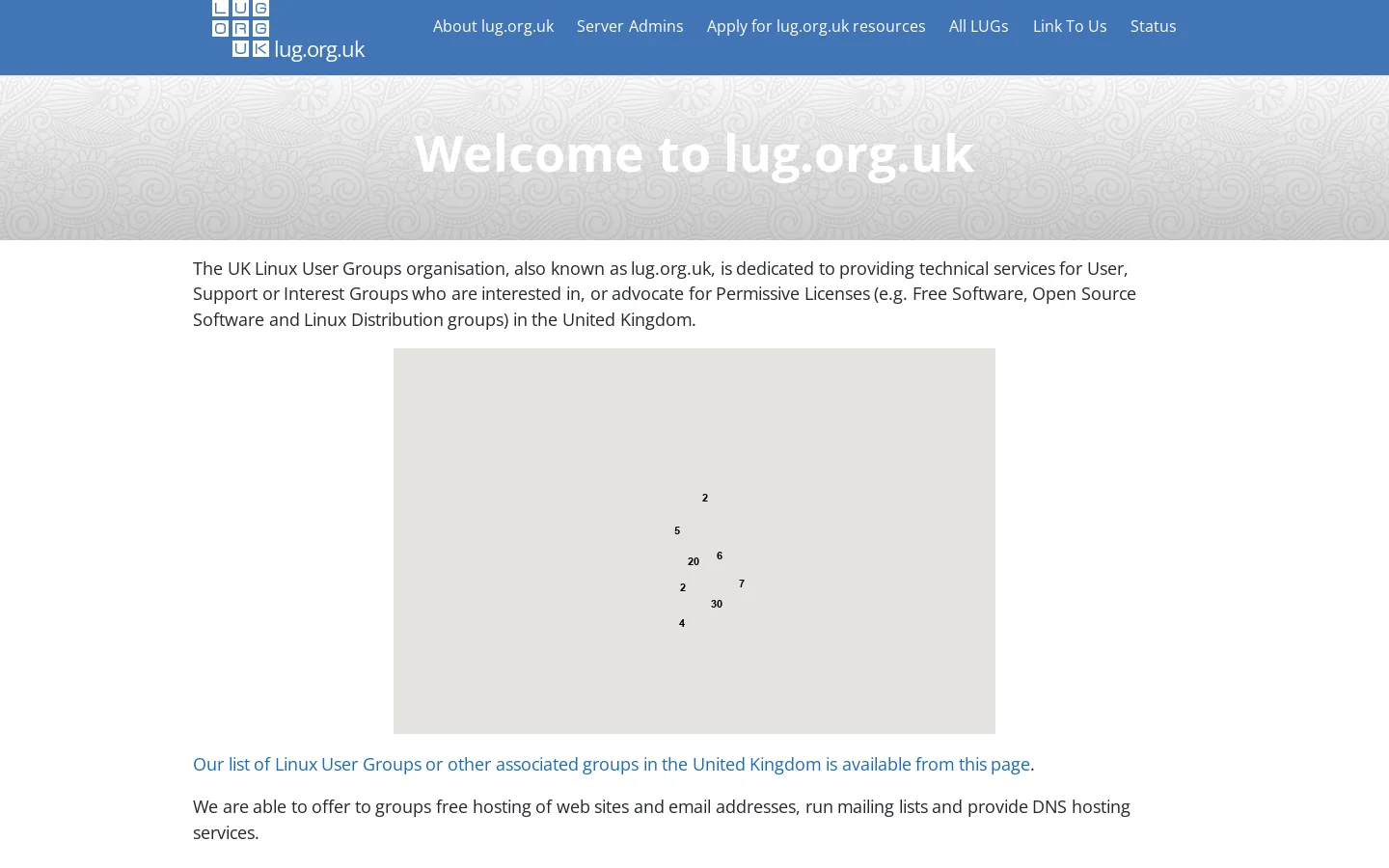 Welcome to lug.org.uk Homepage screenshot