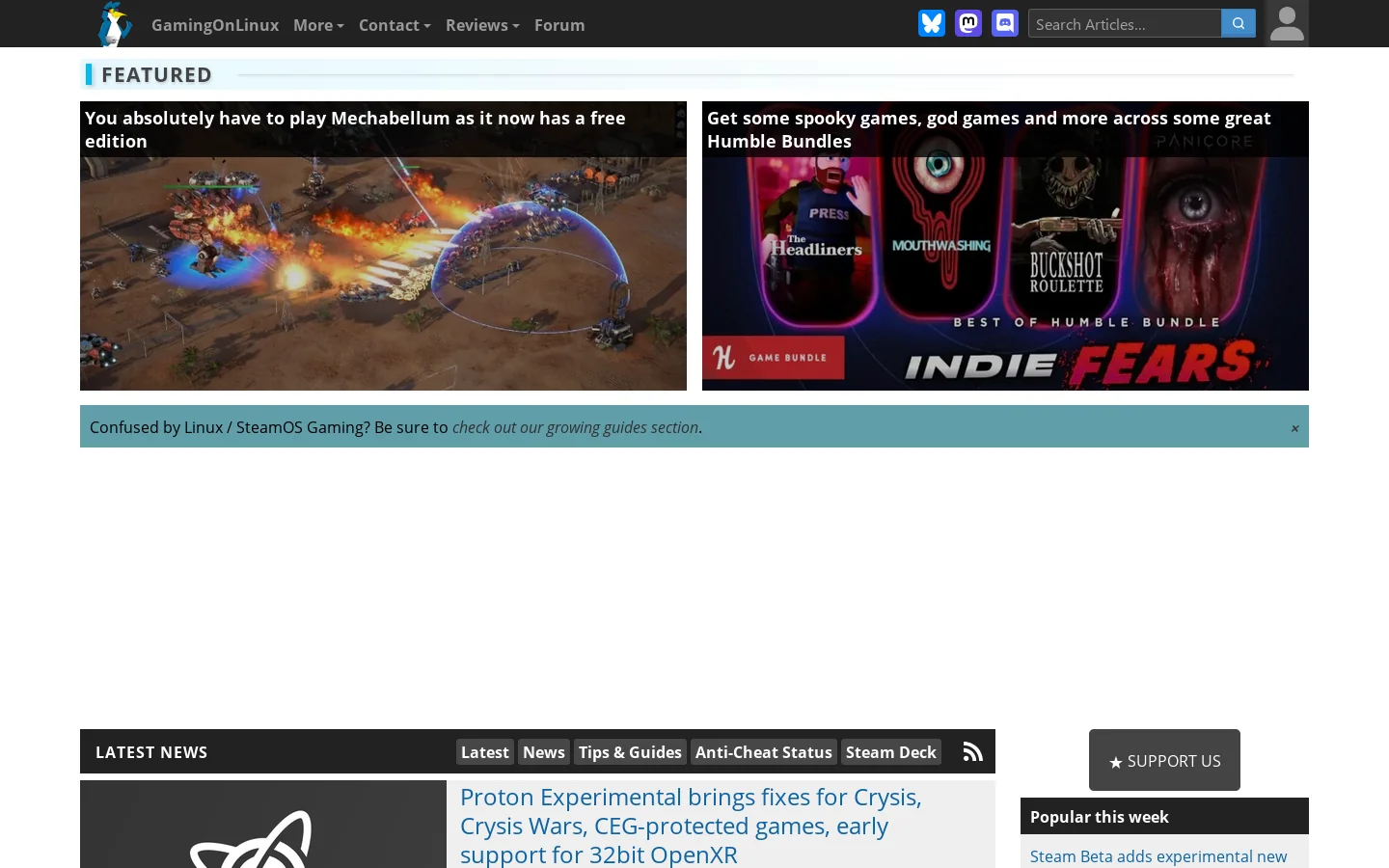 GamingOnLinux Homepage screenshot