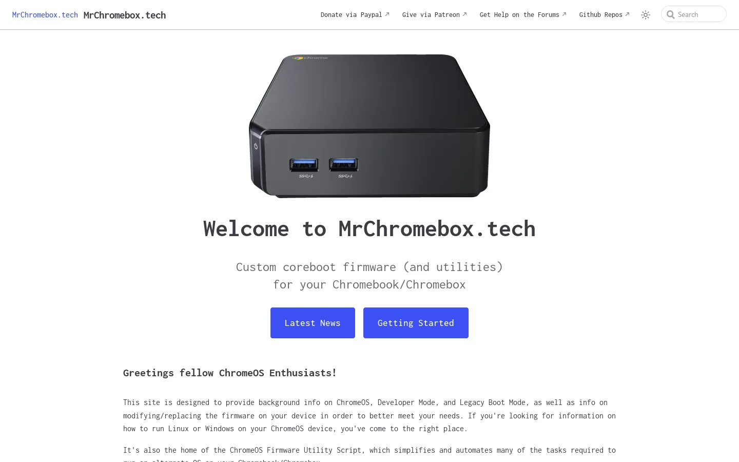 MrChromebox.tech Homepage screenshot