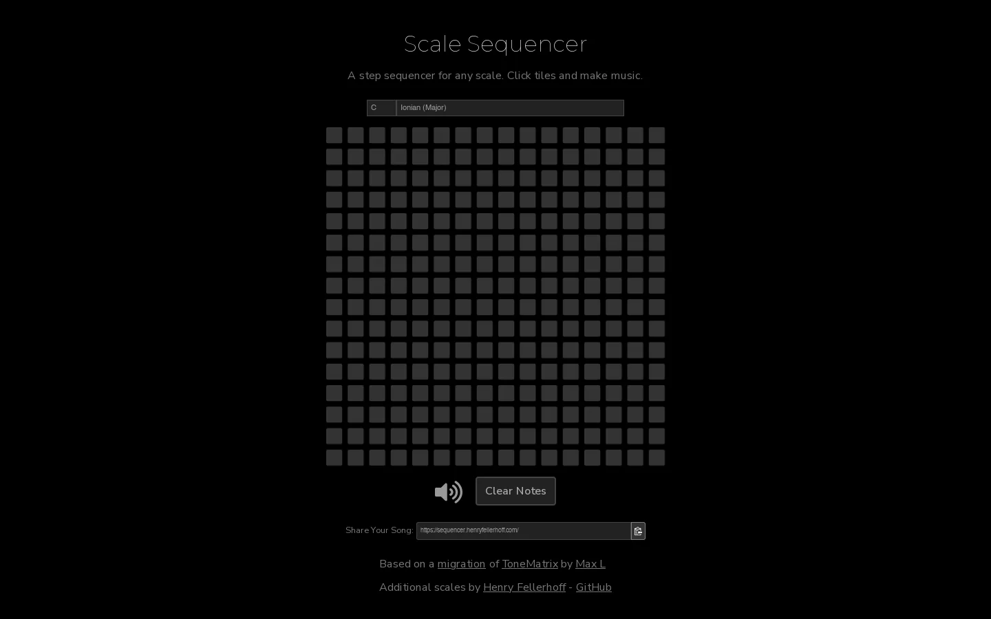 Scale Sequencer - Create melodies and chord progressions with any scale Homepage screenshot