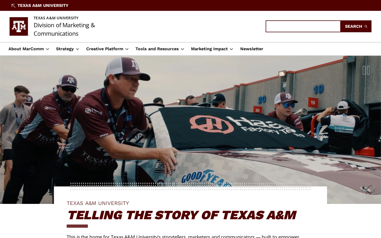 Marketing & Communications | Texas A&M University Homepage screenshot