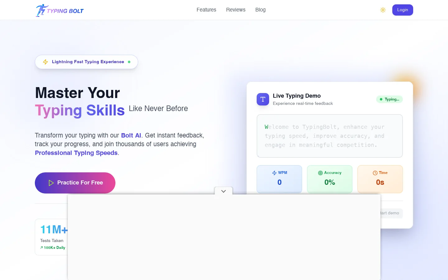 Typing Bolt ⚡ Homepage screenshot