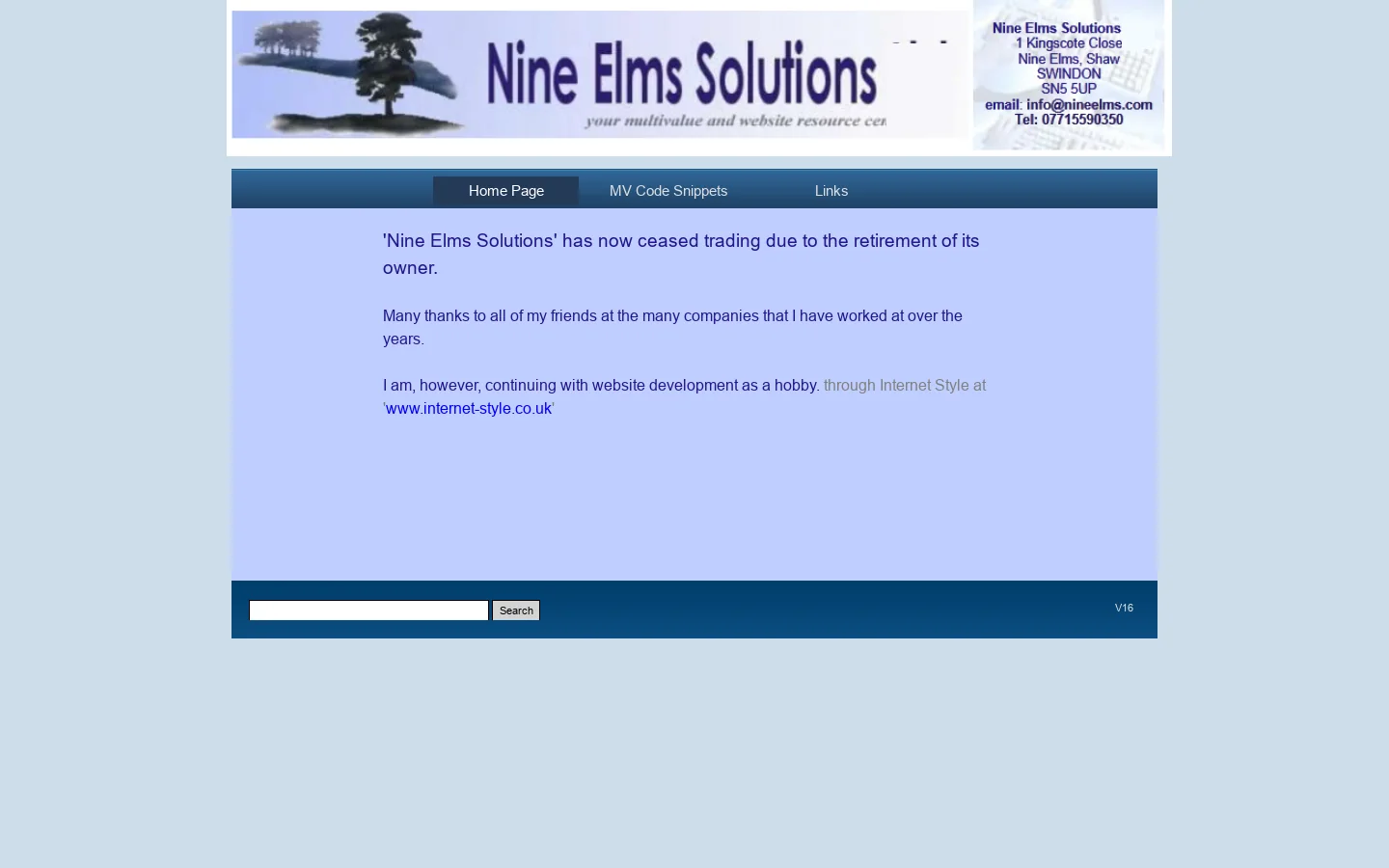 Nine Elms Solutions V16 Resp Homepage screenshot