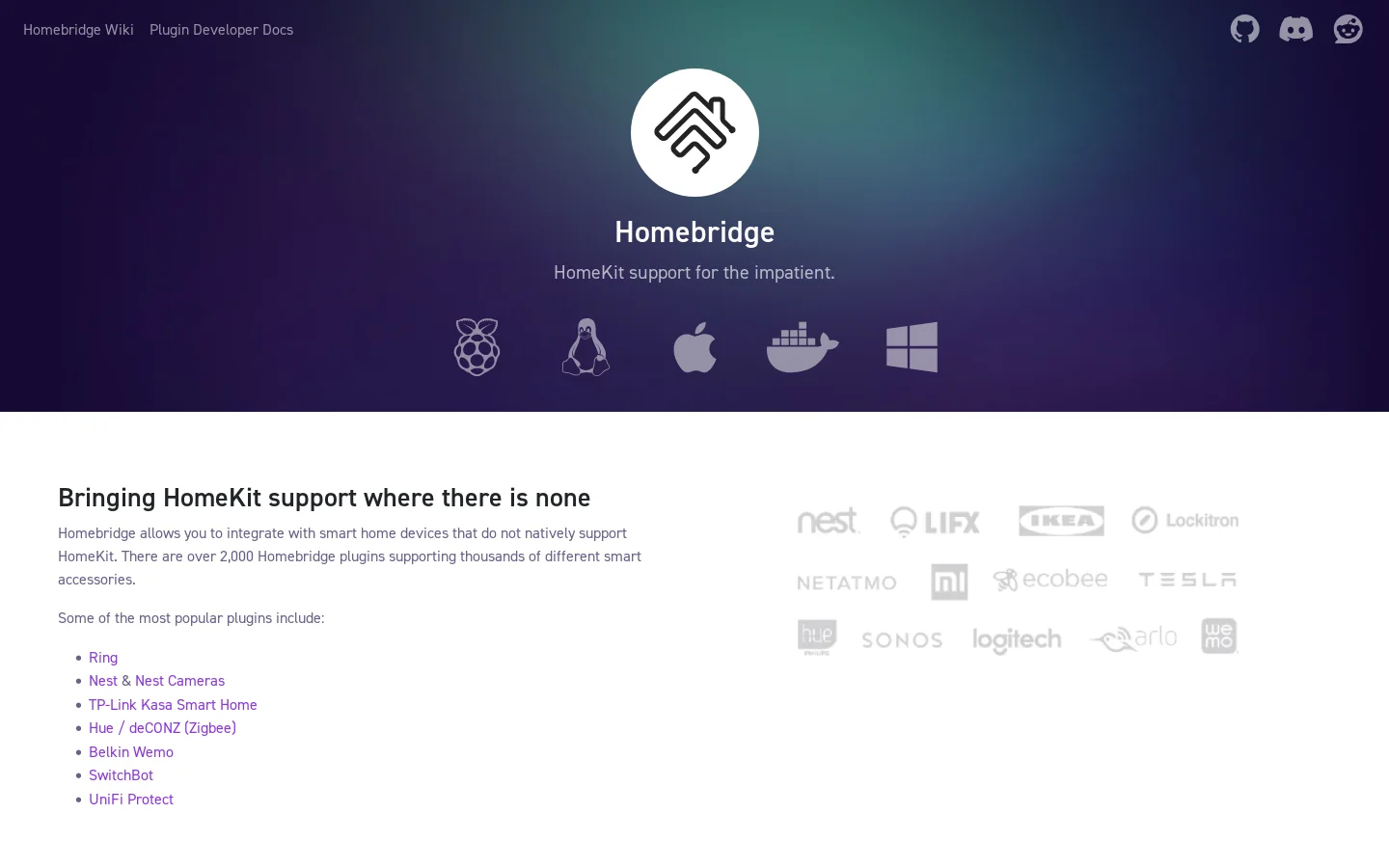 Homebridge Homepage screenshot