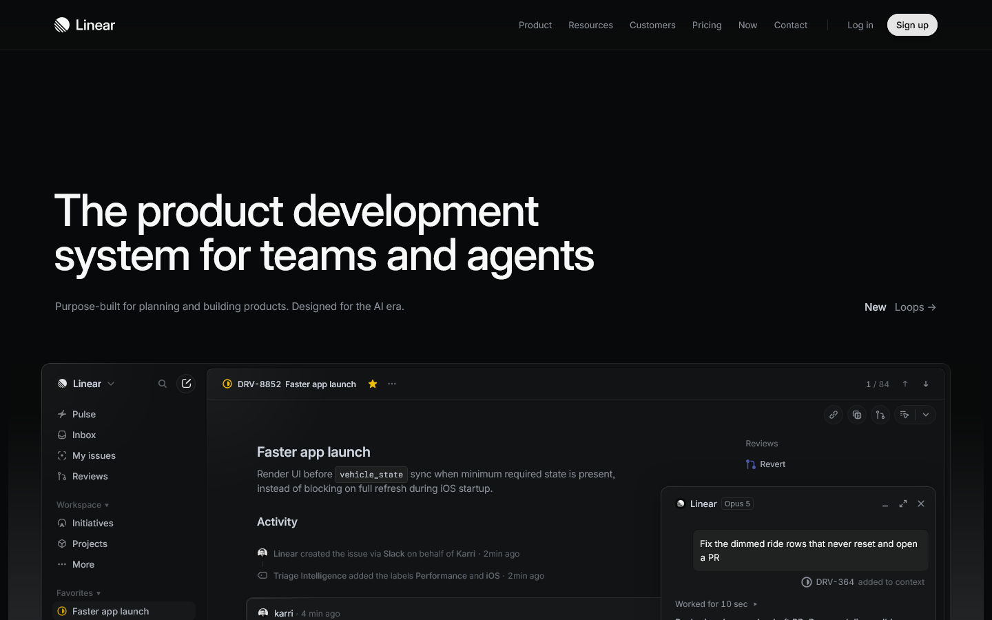 Linear Homepage screenshot