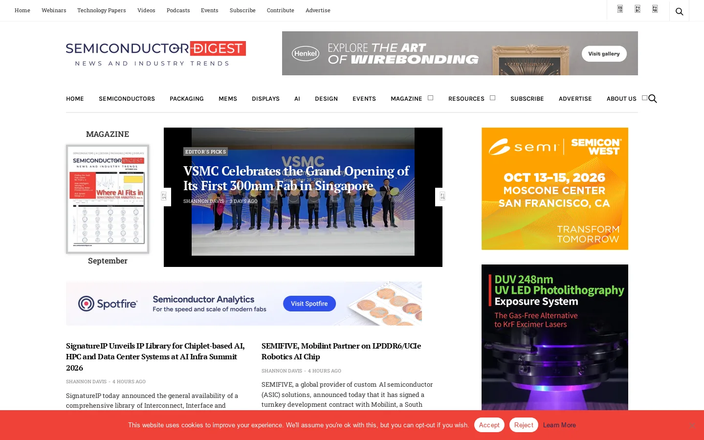 Semiconductor Digest Homepage screenshot