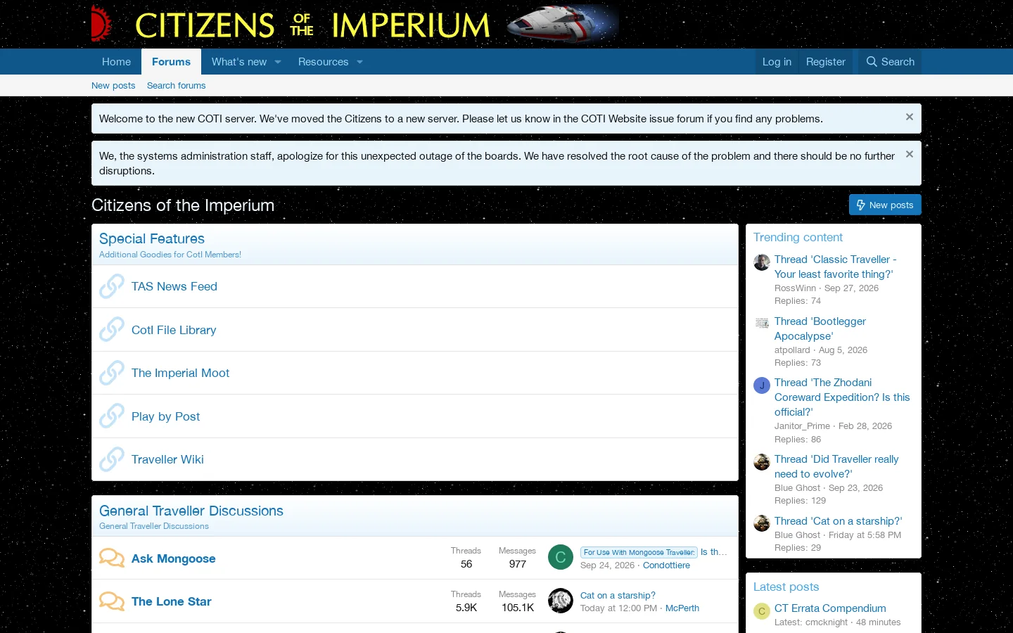 Citizens of the Imperium Homepage screenshot