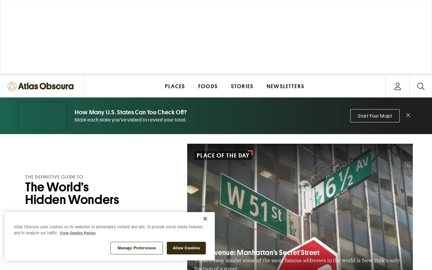 Atlas Obscura Homepage screenshot