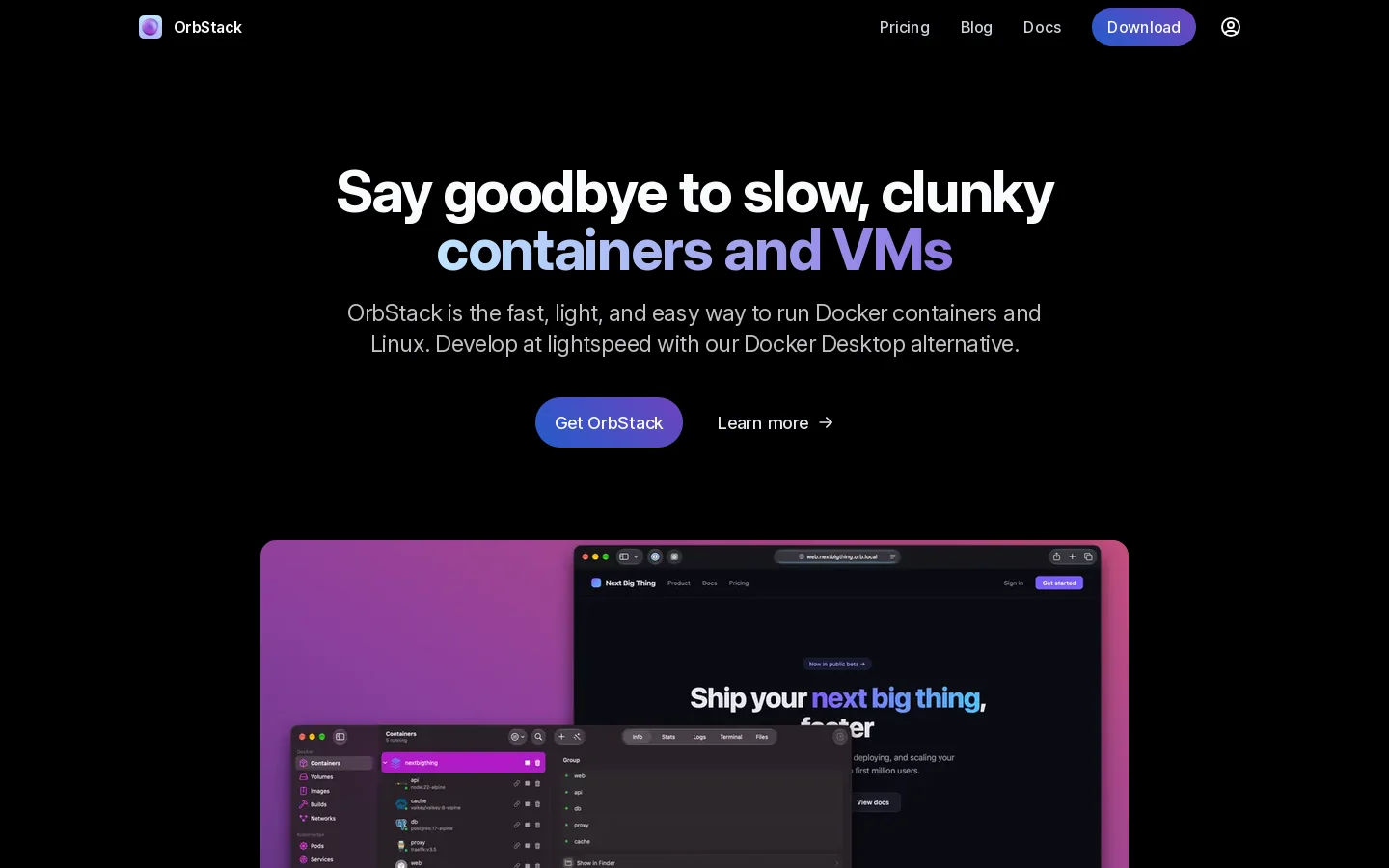 OrbStack Homepage screenshot