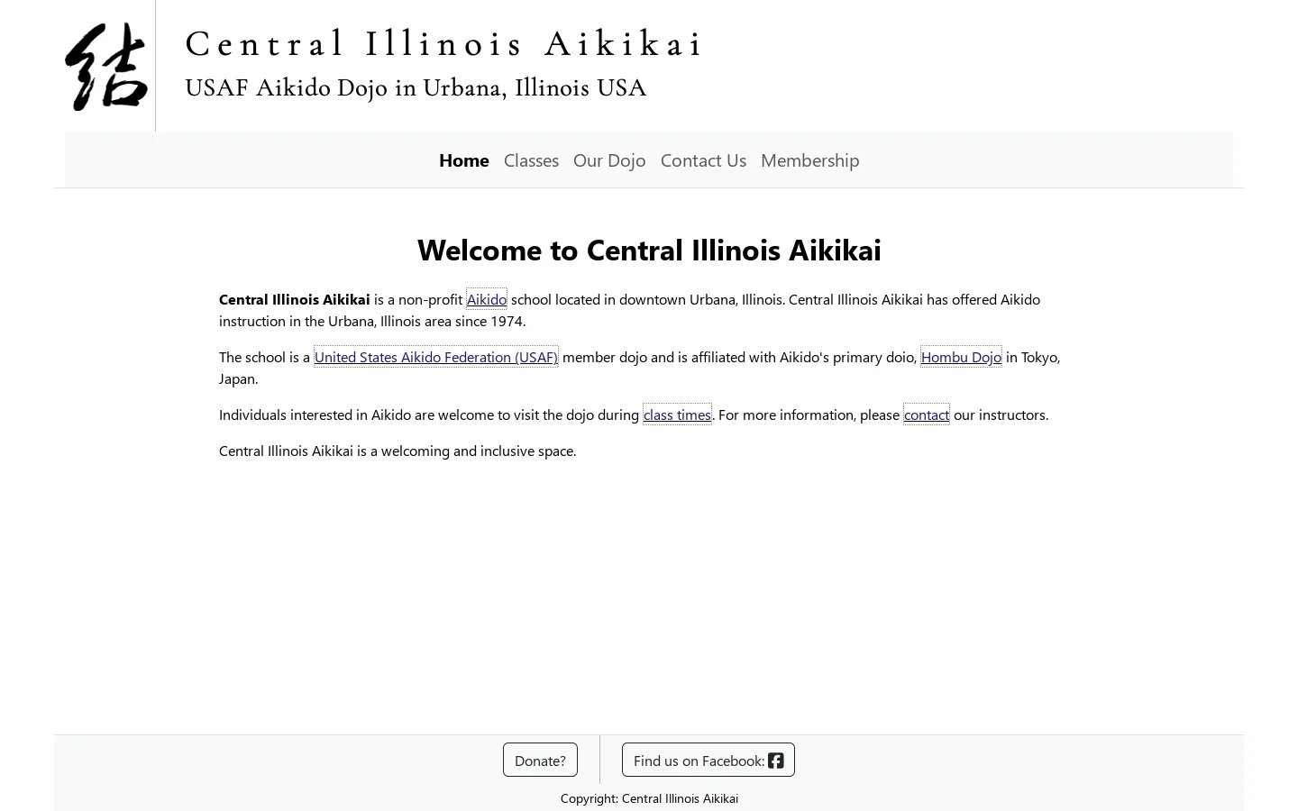 Central Illinois Aikikai Homepage screenshot