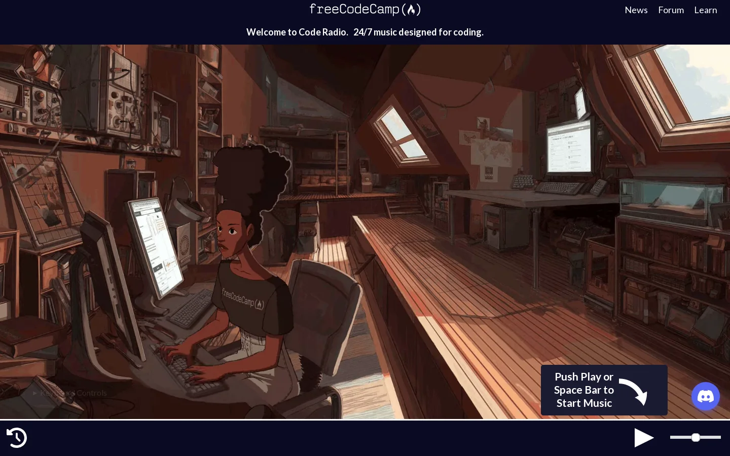 freeCodeCamp.org Code Radio Homepage screenshot
